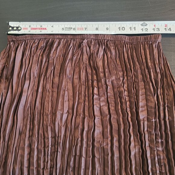 Chicos Satin Crinkle Brown Broomstick Skirt Whimsigoth Dark Fairy Witch Vibes M - Picture 6 of 7